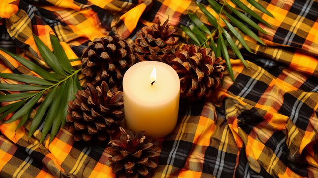 christmas decoration with candle HD 8K wallpaper Stock Photographic Image 