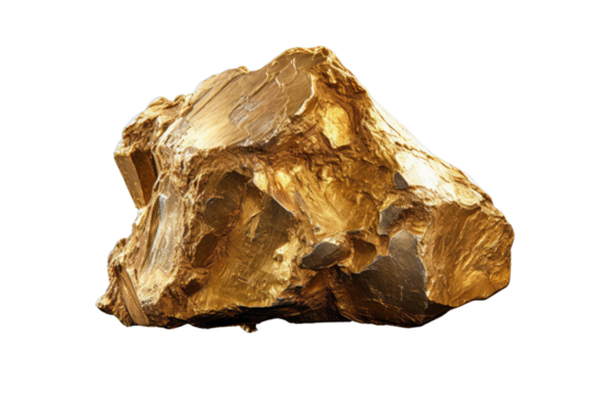 raw gold on an isolated transparent background