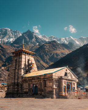 Kedarnath temple with no people in Uttarakhand, India