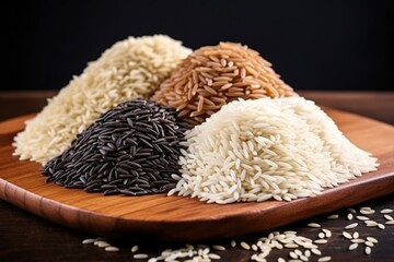 stack of various asian rice varieties