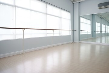 an unoccupied ballet barre in a dance studio - Powered by Adobe