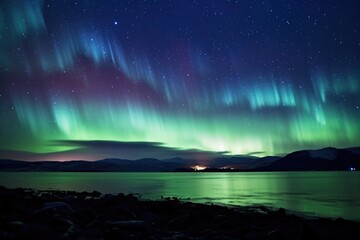 glowing aurora borealis on a starry night