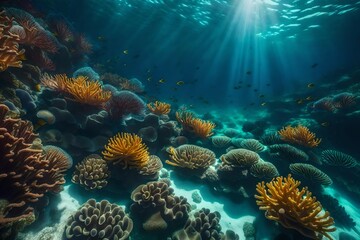 Fototapeta na wymiar coral reef with fish and sea