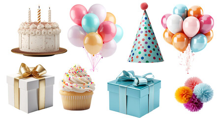 birthday party set - obrazy, fototapety, plakaty