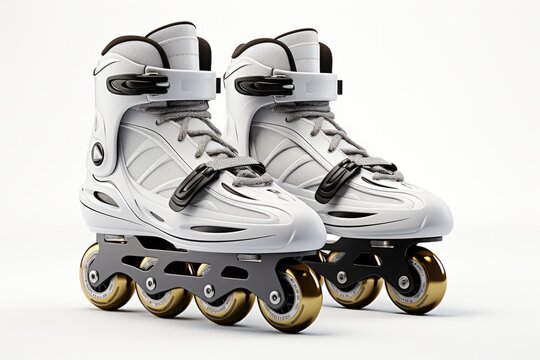 Minimalistic roller skates with a slight shimmer, signifying the elegance and grace of roller skating movements, Generative AI