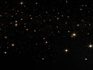 Black and gold background. Stars in a black sky.