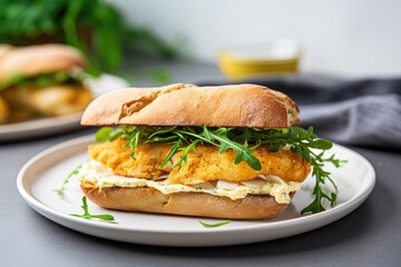 fish sandwich on a plate, for lent