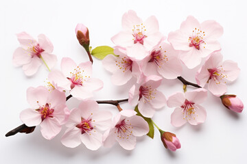Bunch of pink flowers on white surface. Perfect for adding touch of elegance and beauty to any project.