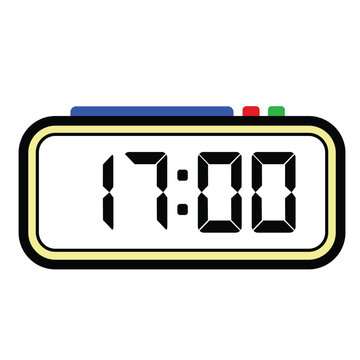 Digital Clock Time at 17:00, Time Illustration 24 Hours Format