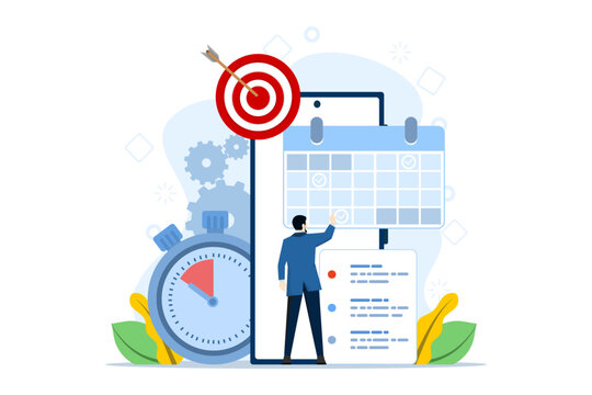Time management concepts regarding schedules, deadlines, planners, planning and organizing, scheduling appointments on a calendar, marking tasks in a list and organizing office workflow.