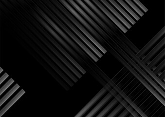Obraz premium Technical geometric background with minimal glossy stripes. Abstract dark grey vector design