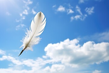 feather levitating against sky to represent spirit leaving