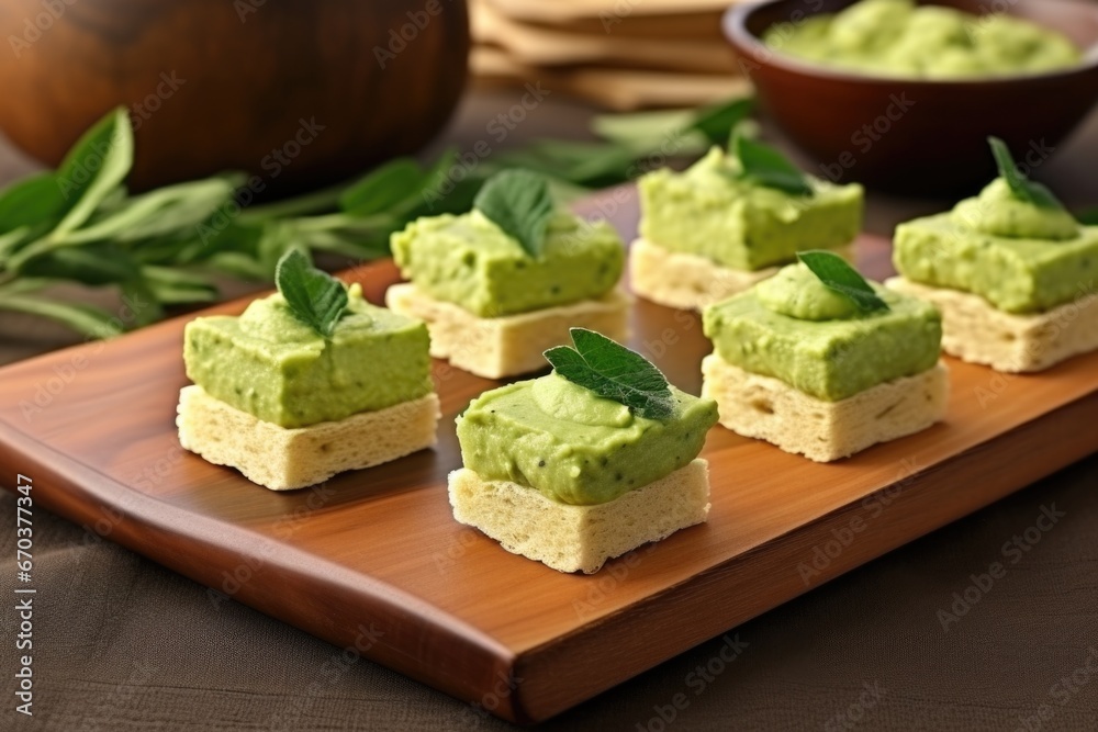 Canvas Prints mashed avocado spread on miniature bread pieces