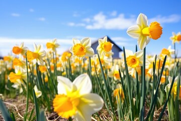 Fototapeta premium an array of cheerful daffodils in a meadow