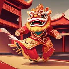lion dance festival illustration background