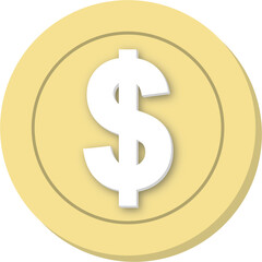 dollar icon 3D render illustration.