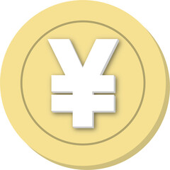 yen symbol icon 3D render illustration.
