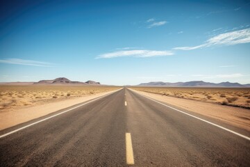 Fototapeta na wymiar an open highway stretching across a flat desert landscape