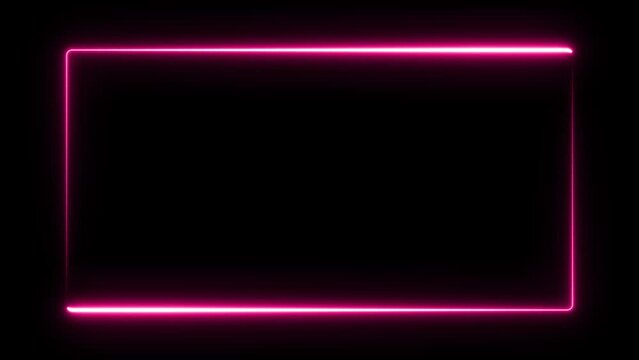 Abstract pink flare neon electric light rectangle frame video footage background
