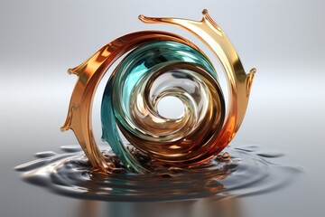 3d rendering of an abstract flowing shape with twisted colorful stripes
