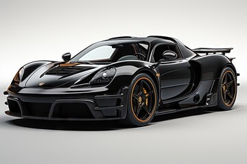 Isolated realistic metallic black deluxe city sedan super car