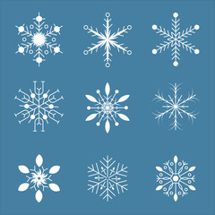 White and bright set of snowflakes