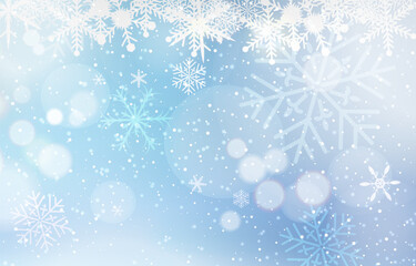 Beautiful sparkling blue snowflakes background