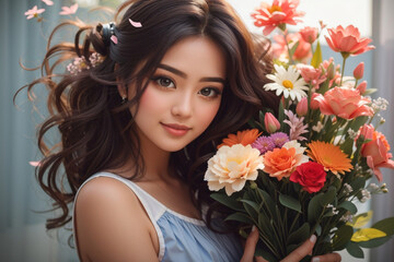 Obraz na płótnie Canvas girl with flowers