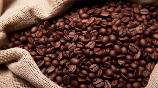 coffee beans in sack HD 8K wallpaper Stock Photographic Image 