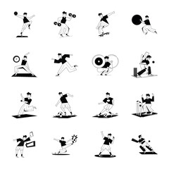 Pack of Sports and Fitness Glyph Illustrations 
