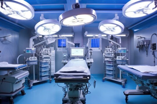 sterilized operation theater with surgical lighting setup