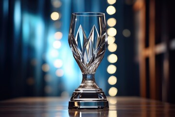 glass award trophy with light reflections