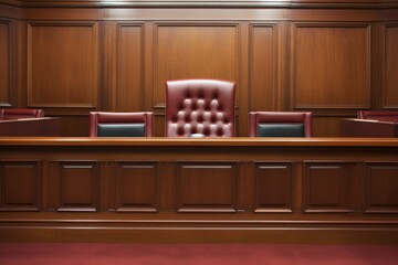 close-up of the judges bench in a courtroom