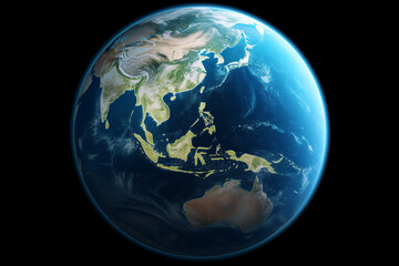 Naklejka na ściany i meble Earth globe with clouds, ocean and water 3d rendering