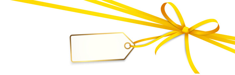 yellow colored ribbon bow with hang tag - 670382182