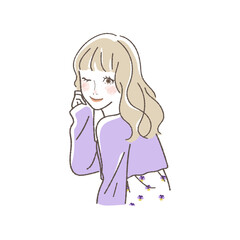 Illustration of a Cute Woman Winking.