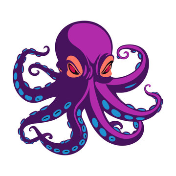 Octopus vector illustration, Aquatic fauna. Octopus icon. Generative AI.