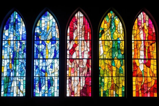 collection of colorful stained glass church windows