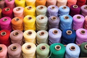 spools of dyed cotton thread in a multitude of colors