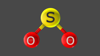 Sulfur Dioxide chemical compound 3D Illustration