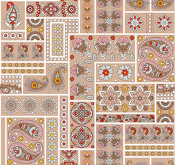 allover vector bandanna Pattern on brown background