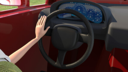 Car steering wheel 3d illustration