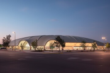 exterior view of a large dance competition arena