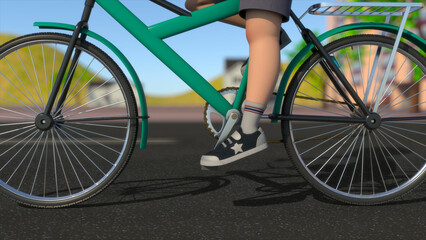 Fototapeta na wymiar Motion of pedals of bicycle 3D Illustration