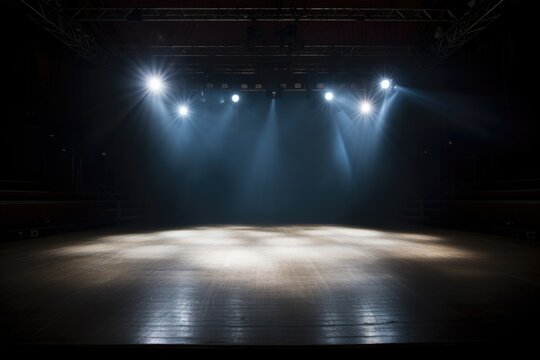 spotlight shining on empty dance stage, awaiting performance