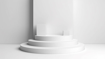 white podium abstract empty three-dimensional platform design.