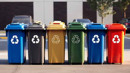 multi-colored containers for separate garbage collection garbage recycling.