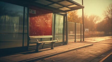 Bus stop, AI generated Image - obrazy, fototapety, plakaty