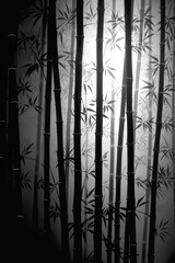 Black and White Bamboo Seamless Pattern