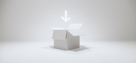 Glowing arrow on the box.